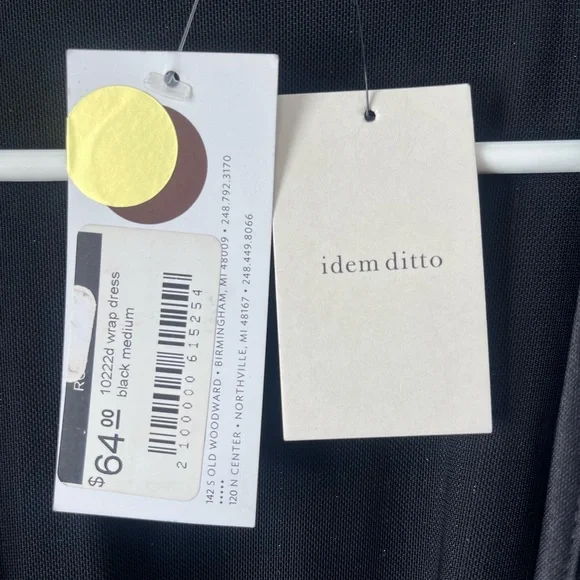 NWT idem ditto Black Wrap Dress Metallic Thread Size M - Picture 4 of 8